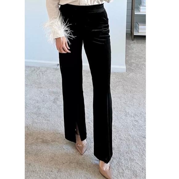SPANX Velvet Split Hem Wide Leg Pants Black Slimming Comfort Women's Size L - Picture 1 of 8